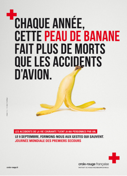 Visuel d'une peau de banane pour sensibiliser aux accidents domestiques