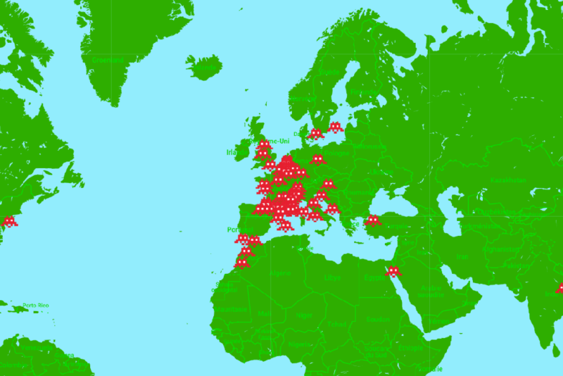 Carte mondiale des Space Invaders