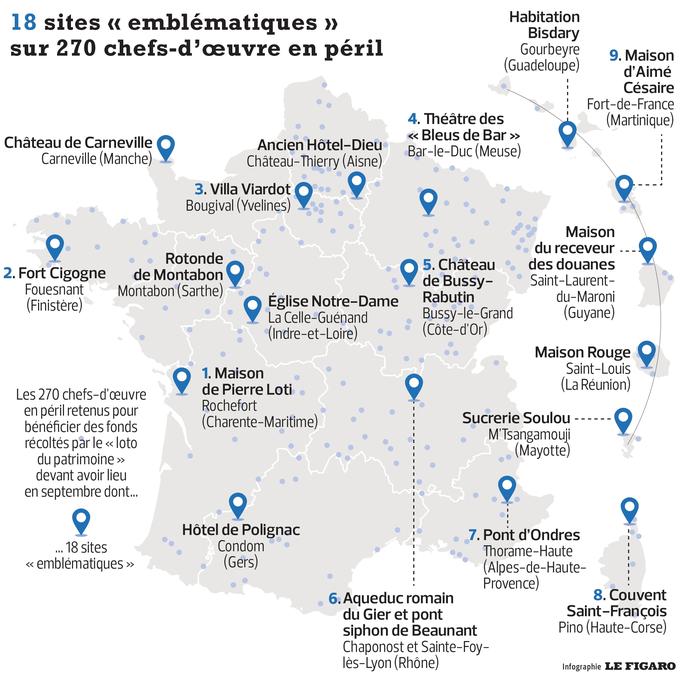 Une carte des lieux patrimoniaux